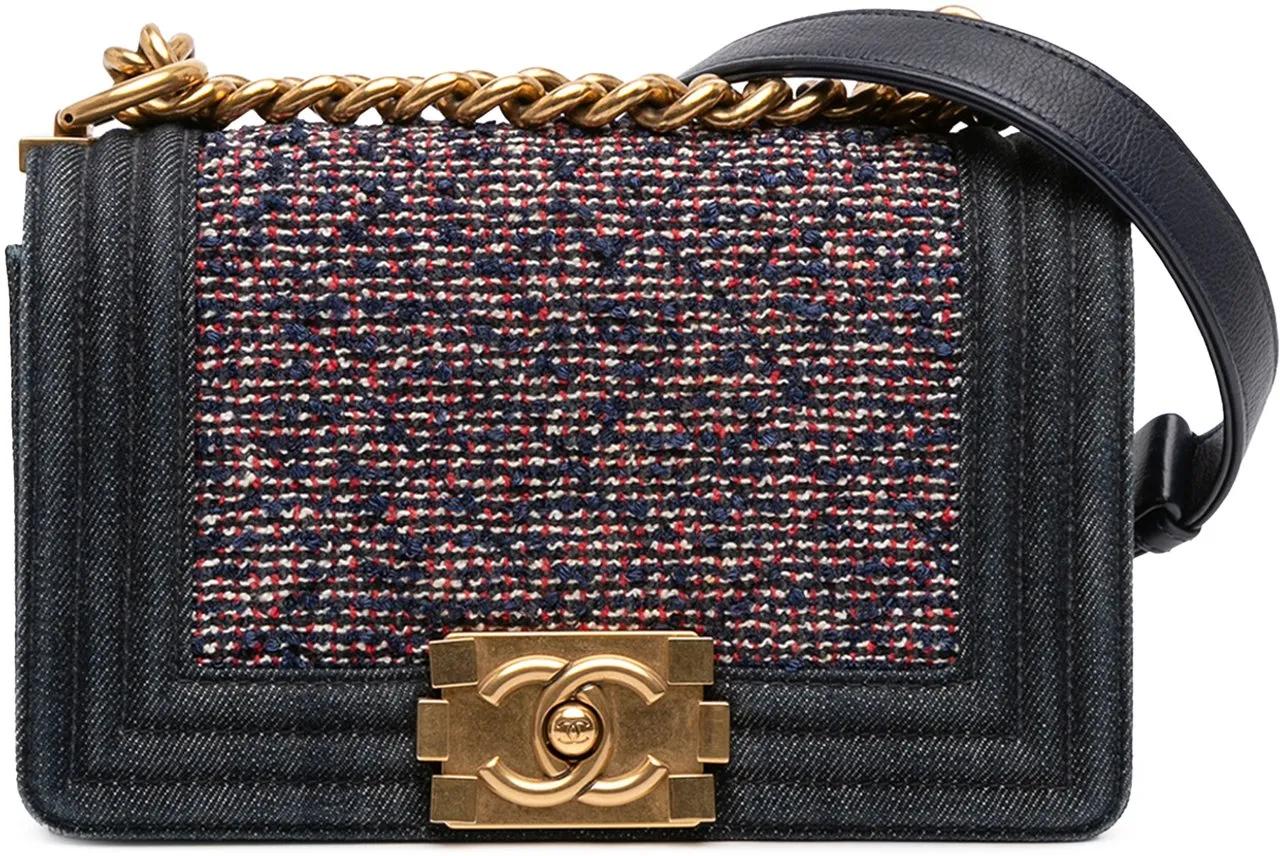 Chanel Hobo Bags - Small Quilted Denim and Tweed Boy Flap - Gr. unisize - in Blau - für Damen