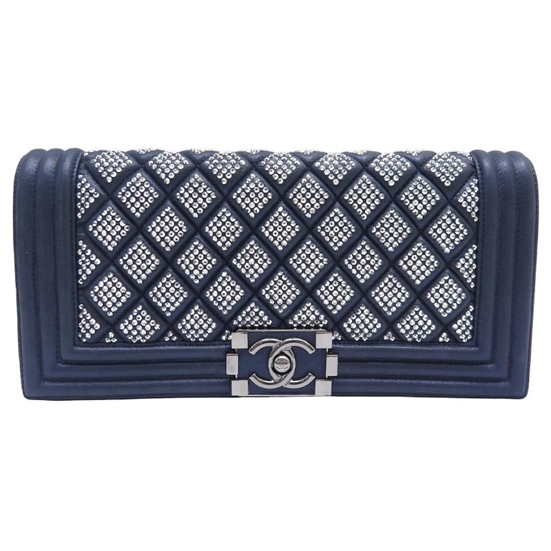 Chanel Pochette CHANEL HANDTASCHE POCHETTE JUNGE STRASS SWAROVSKI  hellblau