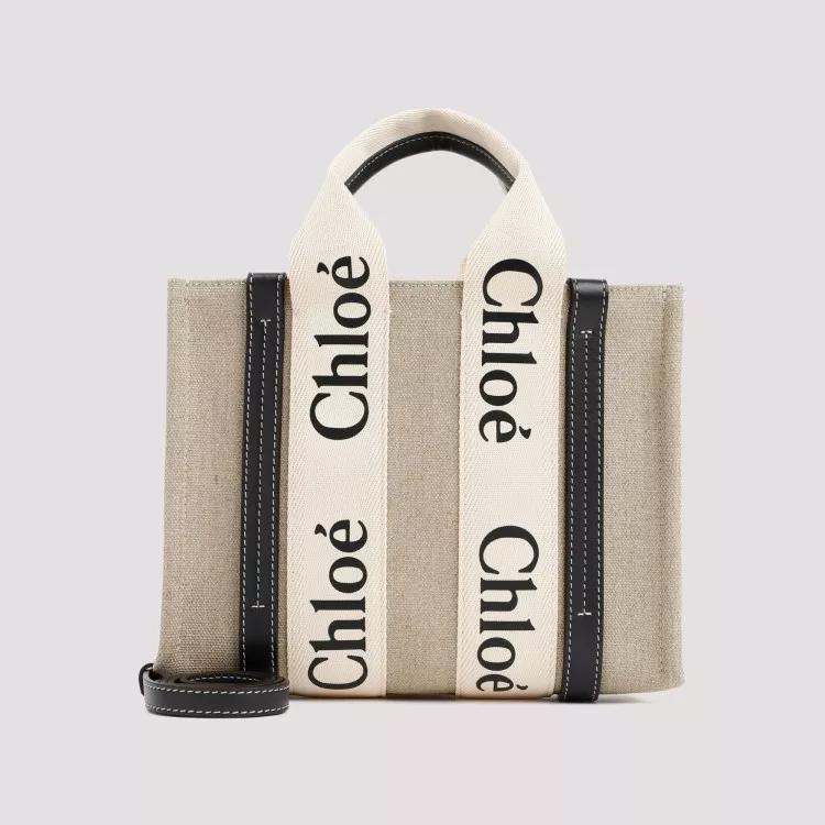 Chloé Totes & shoppers White Blue Small Woody Tote Bag in beige