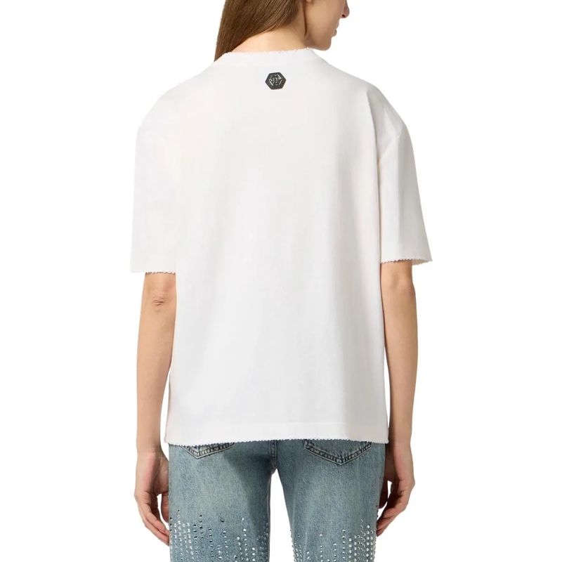 Philipp Plein T-Shirt Washed Man Fit T-Shirt Cannes Tennis Club weiss(Image 4)