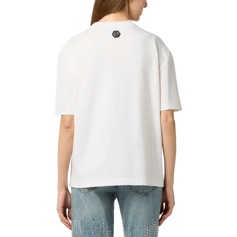 Philipp Plein T-Shirt Washed Man Fit T-Shirt Cannes Tennis Club weiss(Image 2)