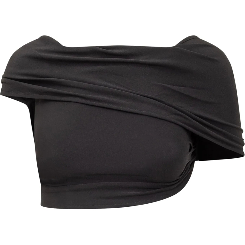 Casablanca T-shirt Top Draped schwarz