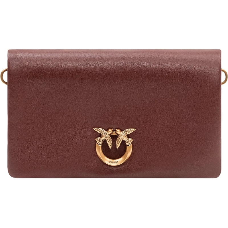 Pinko Schultertasche Borsa a Spalla Click Soft con Patta e Logo braun