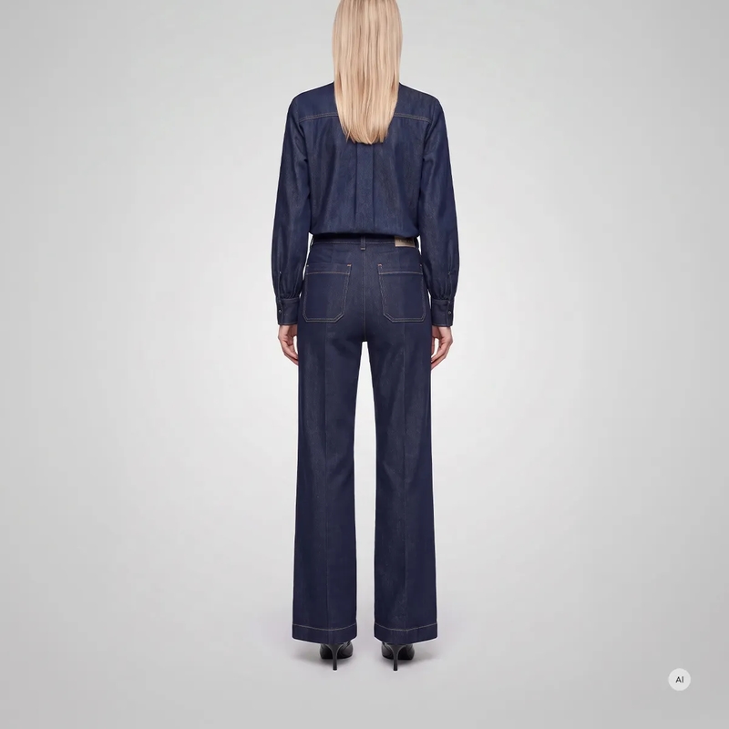 Marc Aurel Ausgestellte Jeans Jeans- aufgesetzte Taschen- veganes Lederlabel  blau(Image 4)