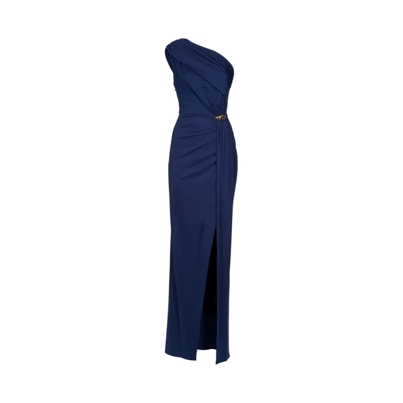 Elisabetta Franchi  One-Shoulder Draped Dress Blue