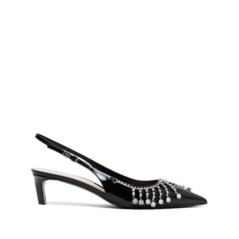 Gucci Pumps Décolleté Con Catena Di Cristalli Black