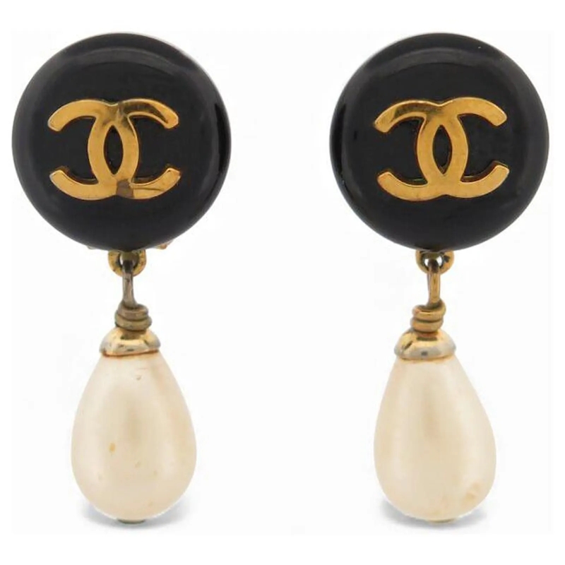 Chanel Ohrstecker VINTAGE CHANEL 1995 HÃ„NGENDE OHRSCHMUCK MIT RUNDE gold