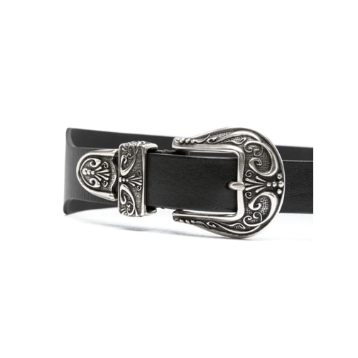 Golden Goose Ceinture en cuir Black Leather Belt Black