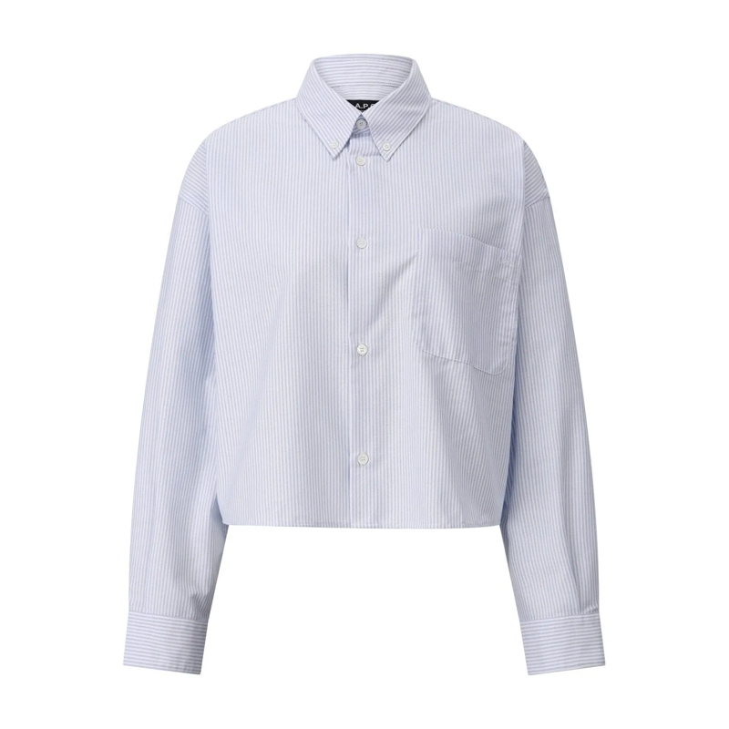 A.P.C. Blouse Cropped Hemdbluse Hellblau