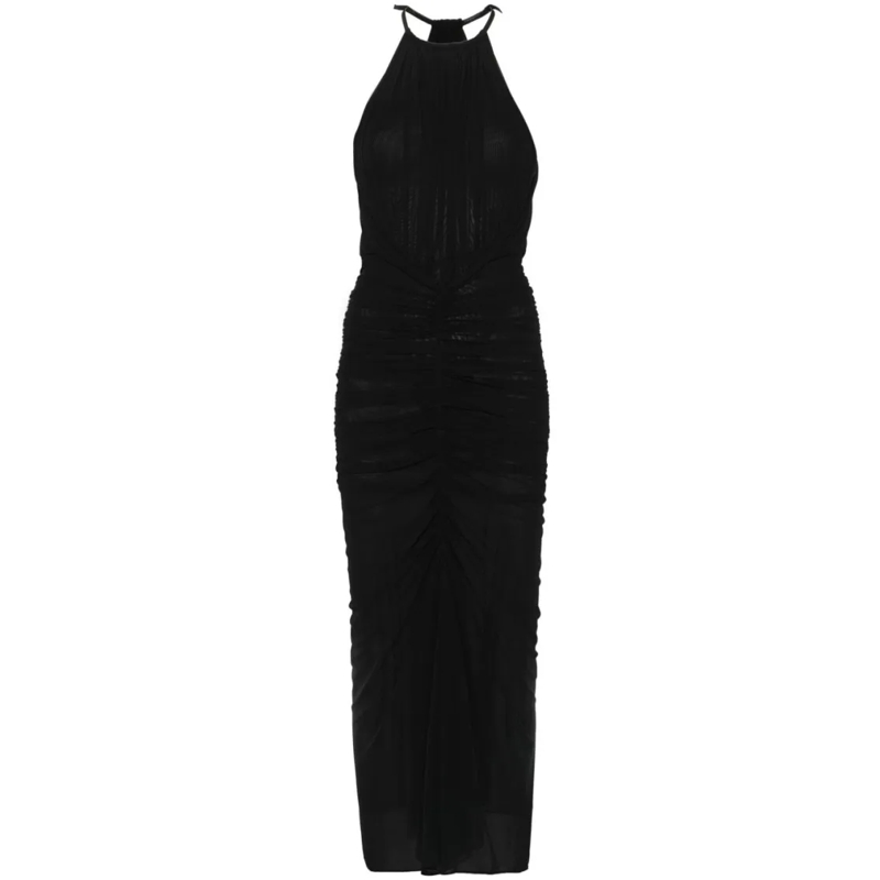 Mugler Midi-jurk Halterneck Black Midi Dress Black