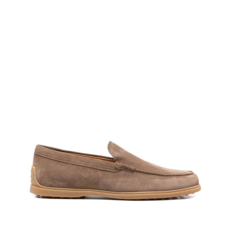 Tod's Loafer Brown Suede Flat Shoes With Leather Lining Brown