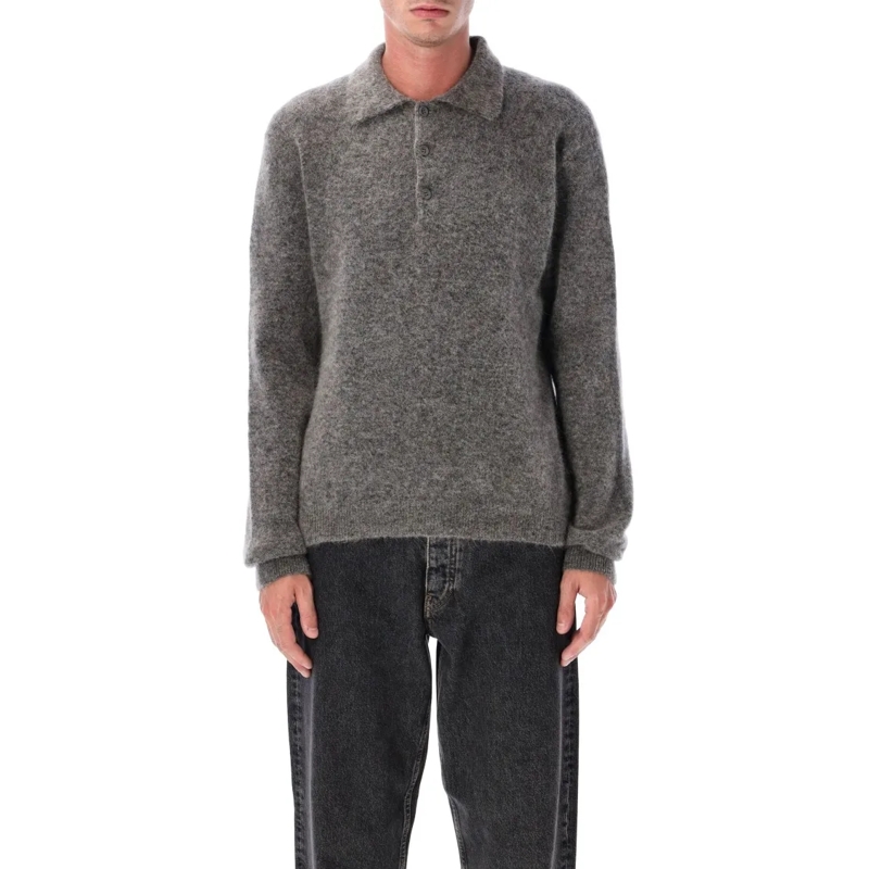 Sunflower Trui Mohair Blend Polo Sweater Grey