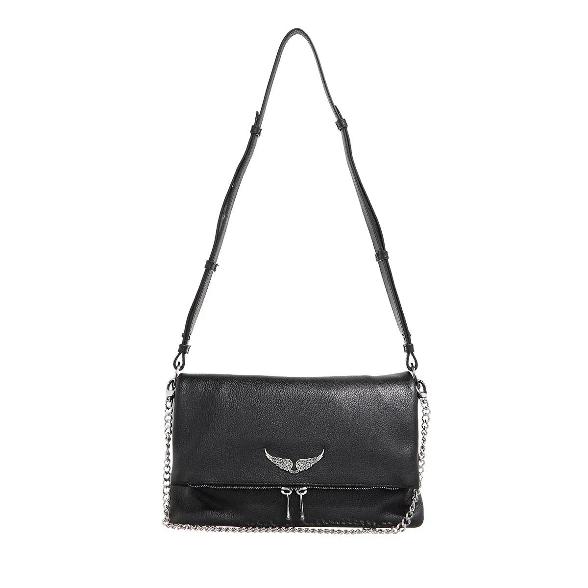 Zadig & Voltaire Hobo Bags - Rocky Ii Crossbody - Gr. unisize - in Schwarz - für Damen - aus Textil & Leder & Leder & Metallkette
