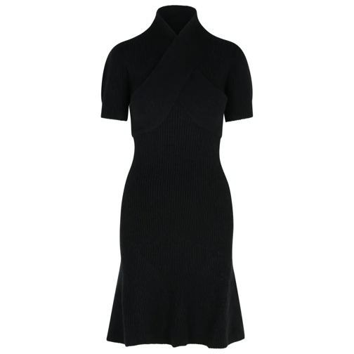 Patou Black Merino Wool Blend Dress Black Mini-Kleider