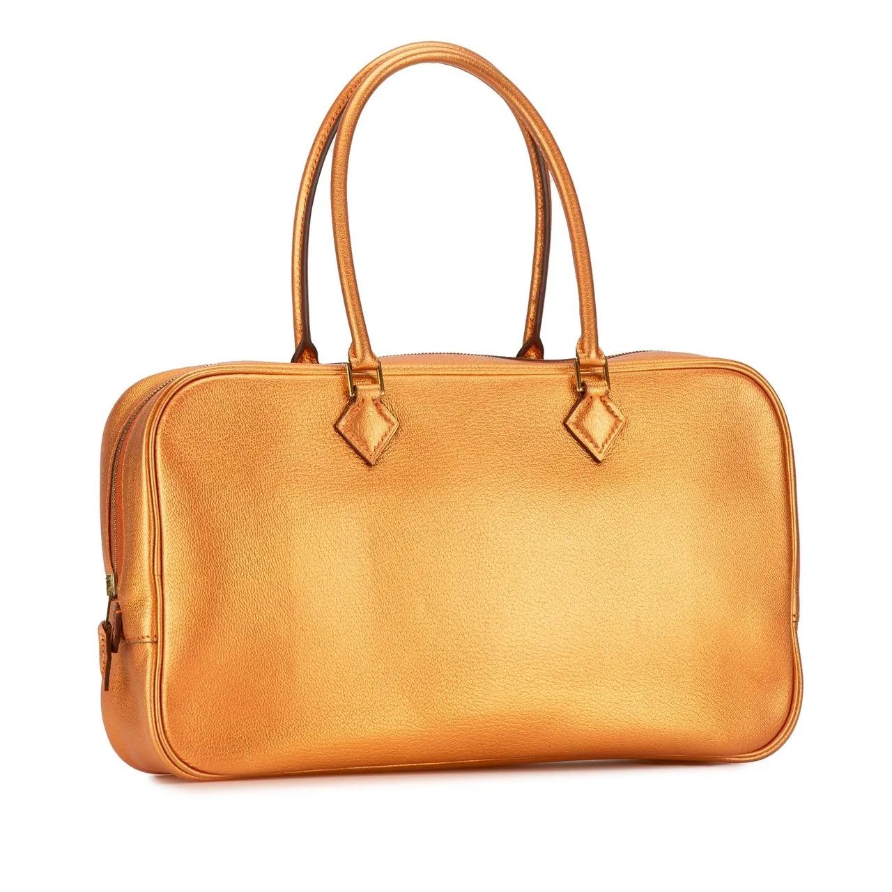 Hermès Totes & shoppers Metallic Chevre Coromandel Plume Elan 28 in oranje