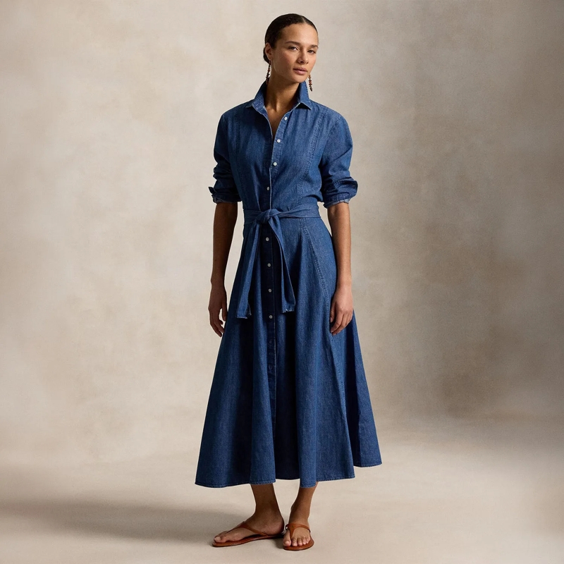 Polo Ralph Lauren Maxi-jurk Maxikleid aus Baumwolle blau(Image 2)