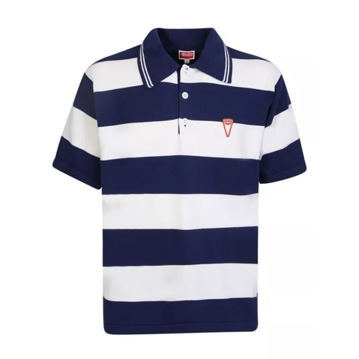 Kenzo Striped-Pattern Cotton Polo Blue Polo shirt