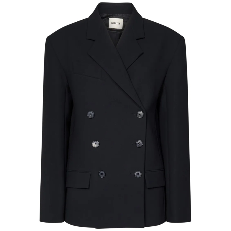Khaite Wintermantel Double-Breasted Black Coat Black