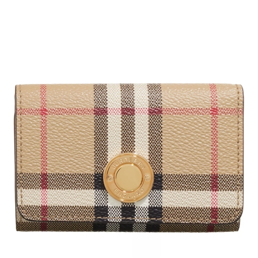 Burberry Check Chain Strap Wallet Archive Beige Tri-Fold Portemonnee