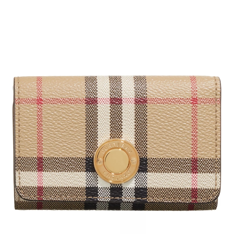 Burberry Tri-Fold-Portemonnaie Check Chain Strap Wallet Archive Beige