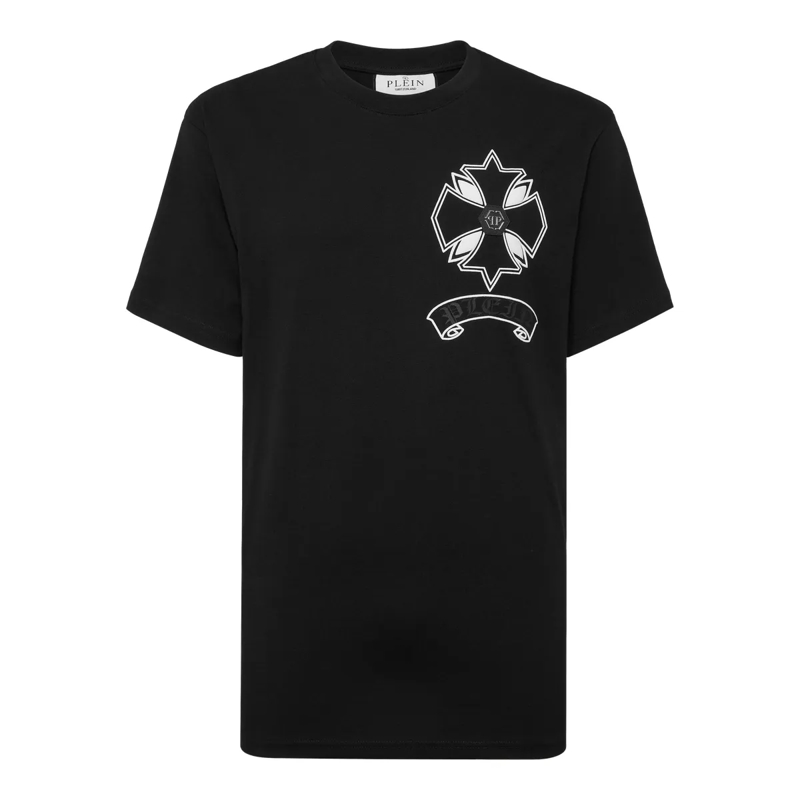 Philipp Plein T-Shirt T-Shirt Rundhalsausschnitt Ss Chrome schwarz