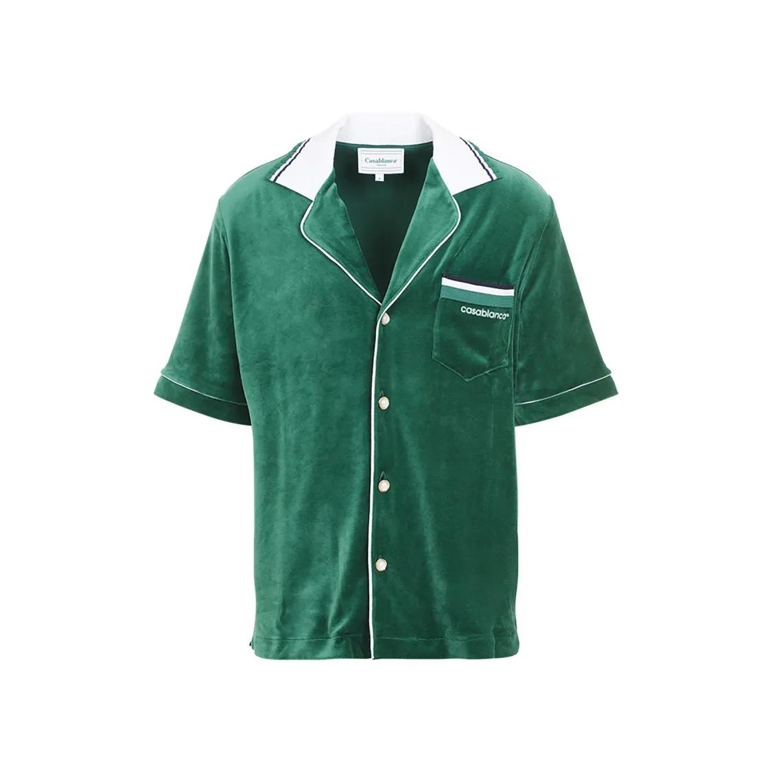 Casablanca - Short Sleeves Velour Shirt - Größe XL - grün