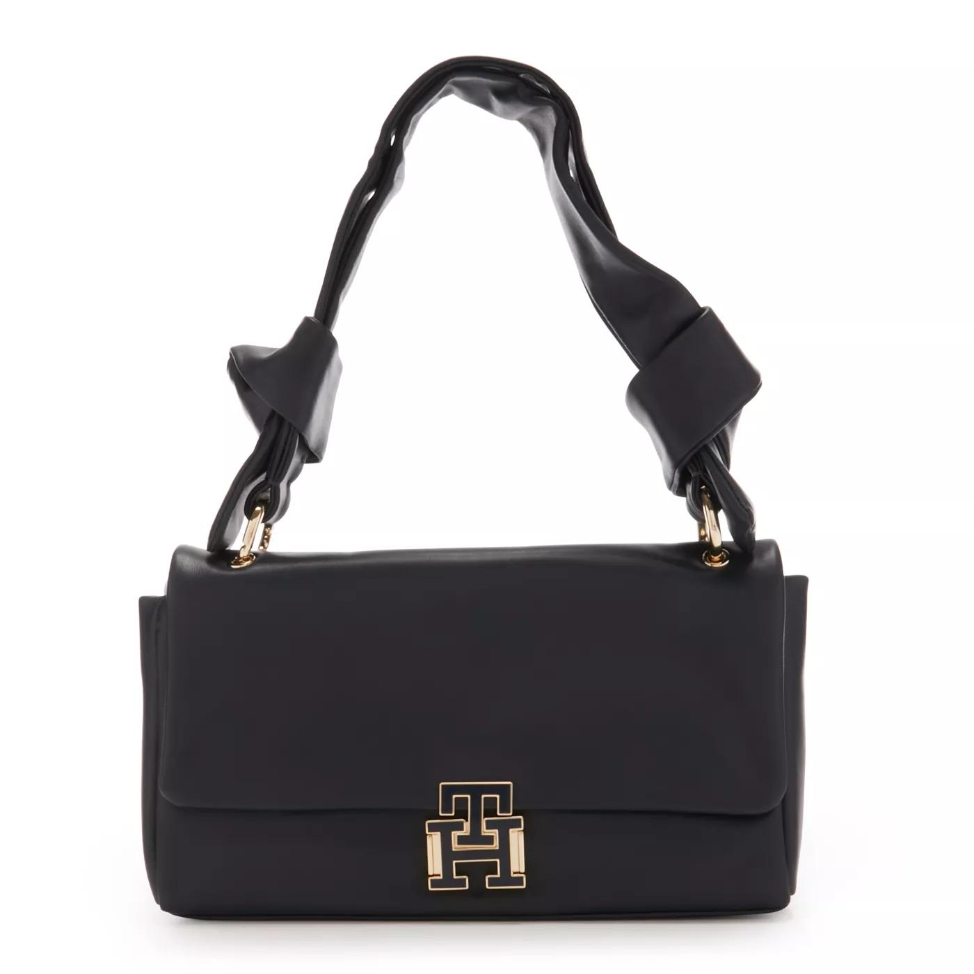 Tommy Hilfiger Crossbody Bags - Pushlock Handtasche - Gr. unisize - in Schwarz - für Damen - aus Leder & Leder