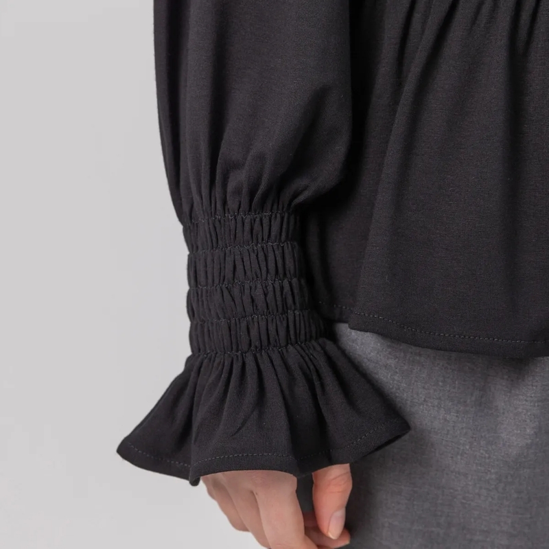 Helene Galwas Longsleeve Longsleeve mit Rundhalsausschnitt JANINA schwarz(Image 4)