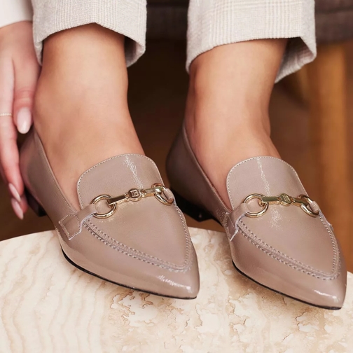 Isabel Bernard Mocassin Vendôme Margaux calfskin patent leather loafers taupe (Image 2)