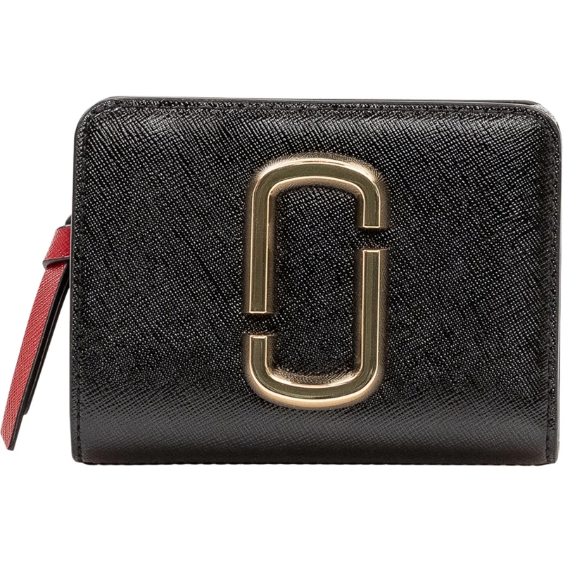 Marc Jacobs Geldbörse The Mini Compact Wallet con Placca Logo schwarz