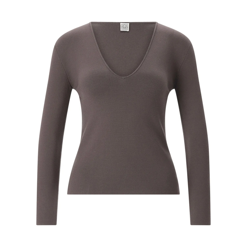 TOTEME Pullover Pullover mit V-Ausschnitt braun
