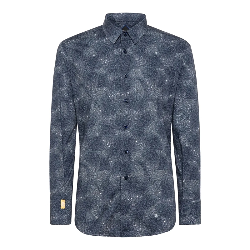 BILLIONAIRE Hemd Hemd Slim Fit Mit Schmucksteinen blau