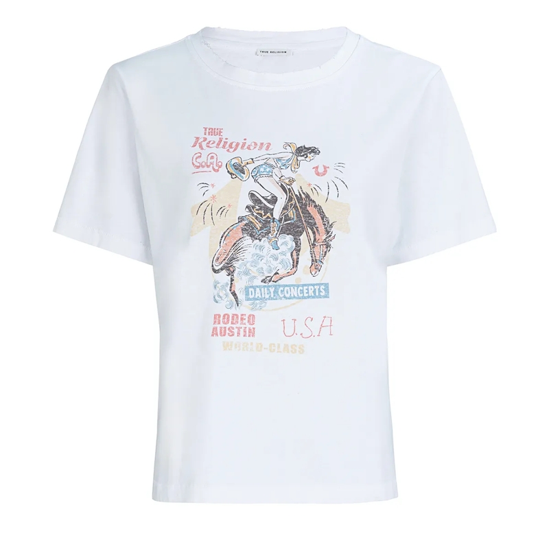 True Religion Top T-Shirt RODEO weiss