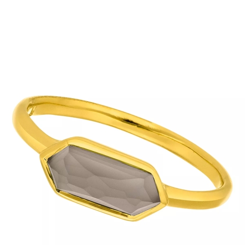 Leaf Ring Cube grey agate, silver gold plate  Grey Agate Anello