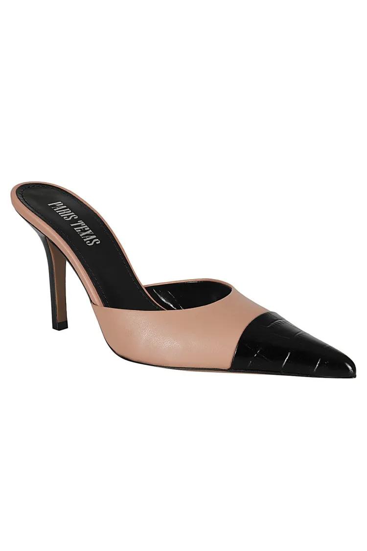 Paris Texas Décolleté Ashley Mule With Crocodile Leather