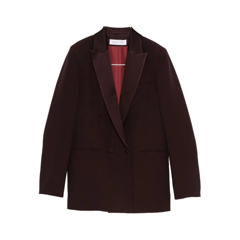 RAQUEL DINIZ Blazer Double-Breasted Tailored Jacket In Deep Burgundy Black