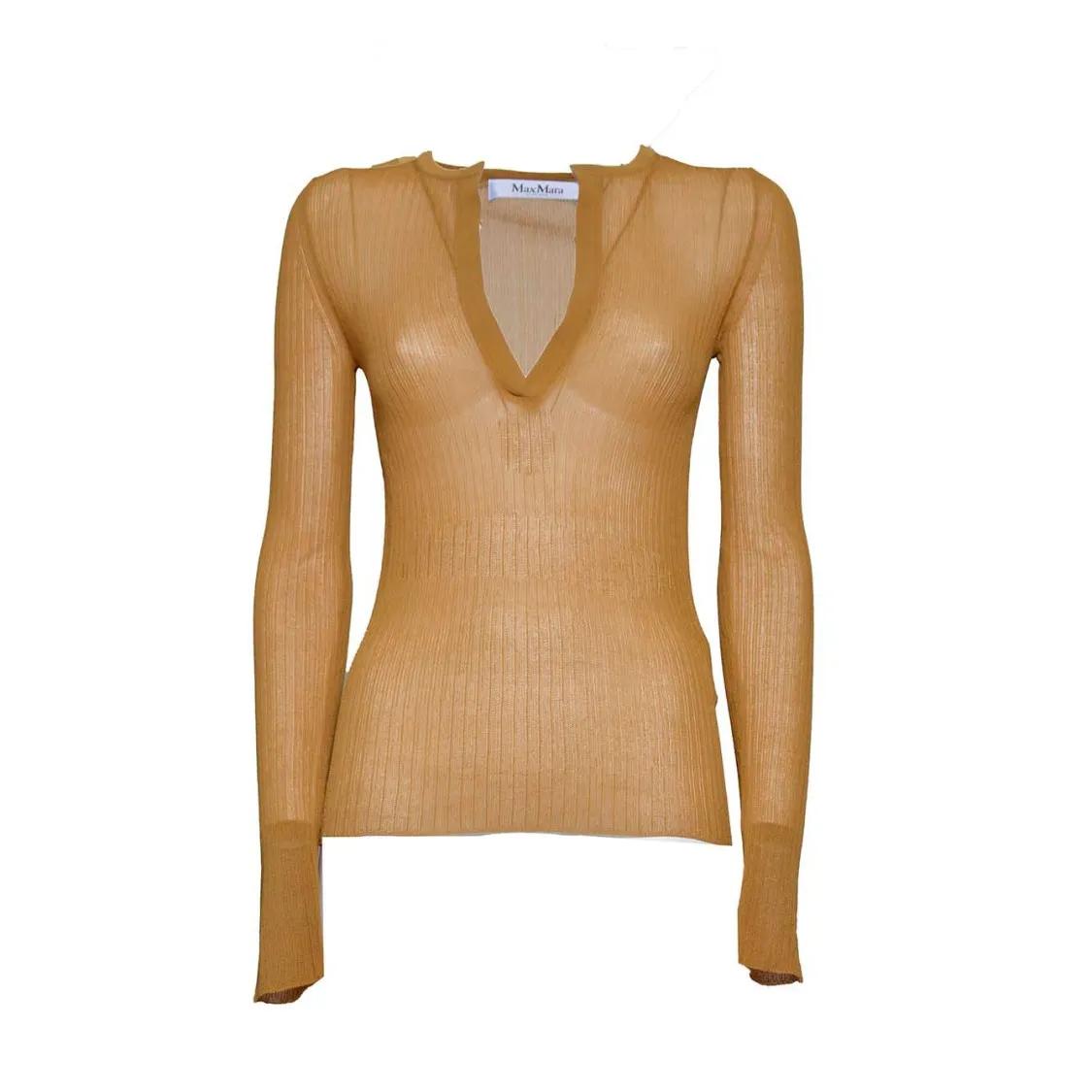 Thumbnail - Max Mara - Saggina Pullover In Black Silk Knit - Größe L - braun