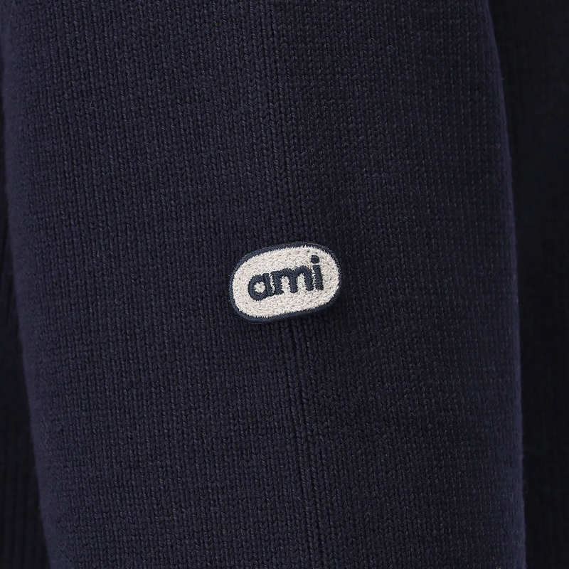 AMI Paris Pullover Troyer aus Merinowolle blau(Image 6)
