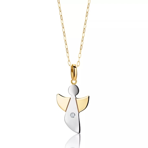 BELORO Necklace 9 Carat Guardian Angel Diamond Pendant 45 Yellow Gold Mellanlångt halsband