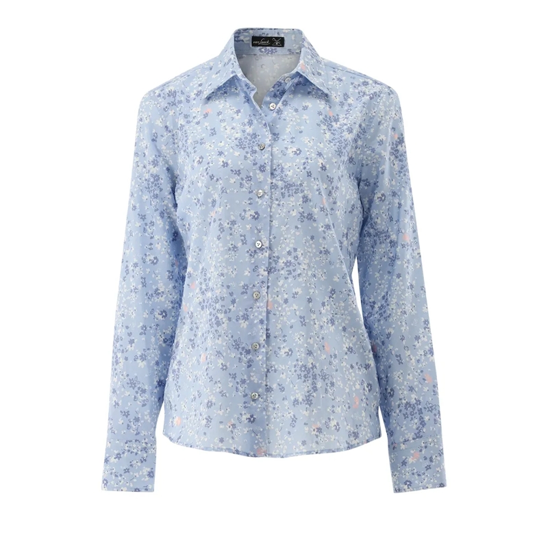 VAN LAACK Bluse Bluse Modern Fit Druck blau