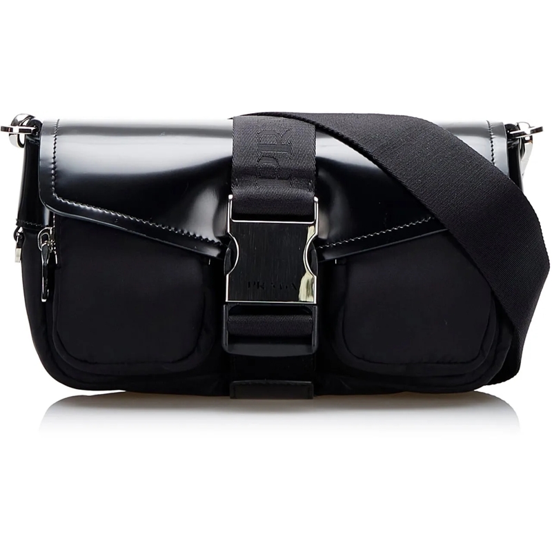 Prada Schultertasche Re-Nylon & Spazzolato Pocket Crossbody schwarz