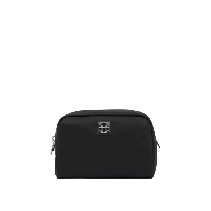 Tory Burch Clutch Compact Structured Pouch With Zip Closure Black