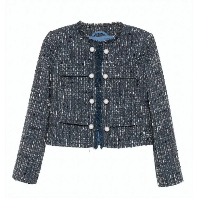 LIU JO Veste de transition Textured Deep Blue Jacket Grey