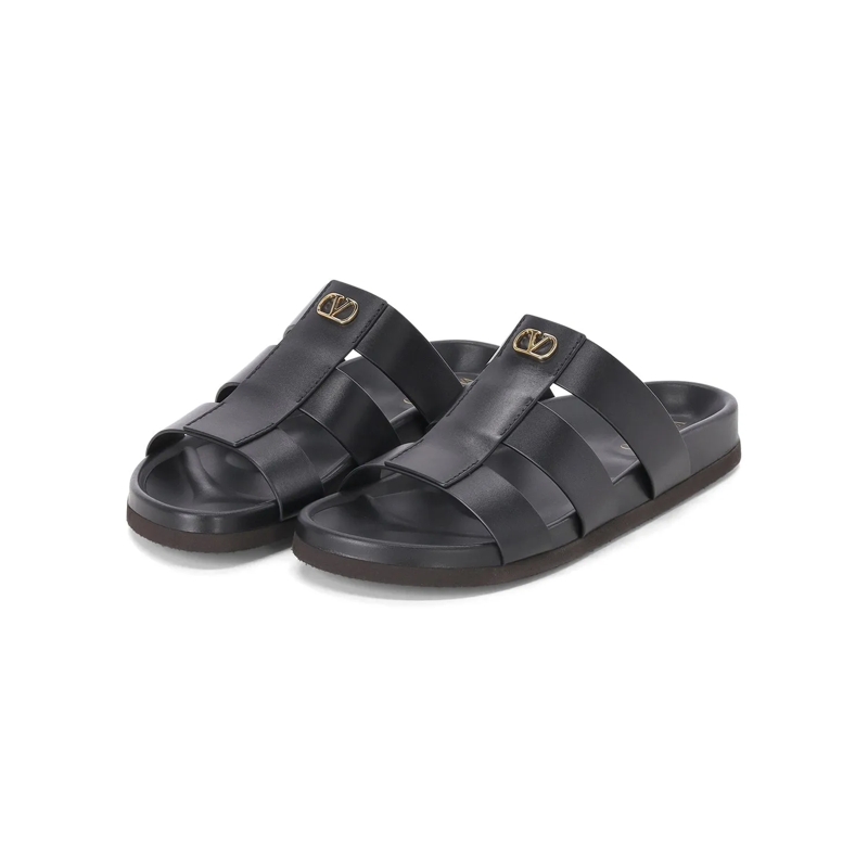 Valentino Garavani Chaussures à lacets Pantoletten mit Logo schwarz