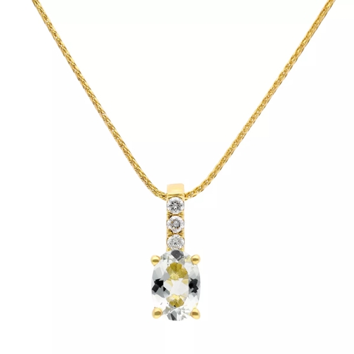 diamondline pendant/chain 375 YG 3 diamonds tot.approx. 0,06 c gold Korte Halsketting