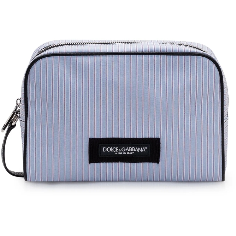 Dolce&Gabbana Weekender Borsa con Chiusura Zip e Motivo a Righe hellblau