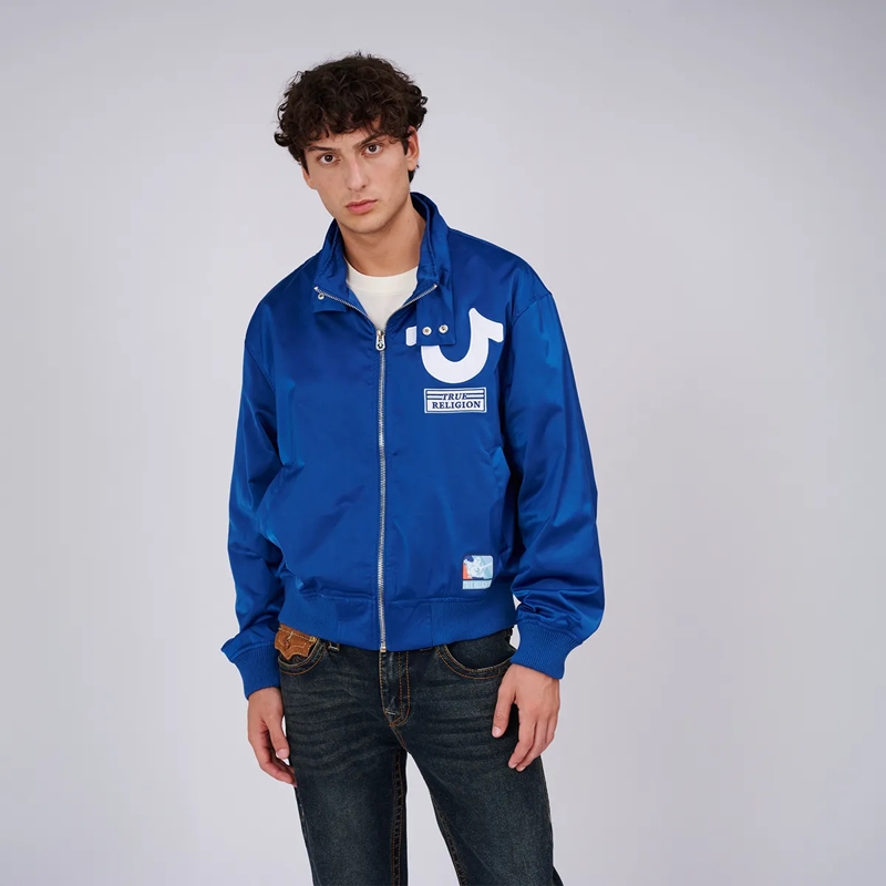 True Religion Bomberjacke Bomberjacke REPEAT- Lässiger Schnitt- Satin-Mat blau(Image 6)