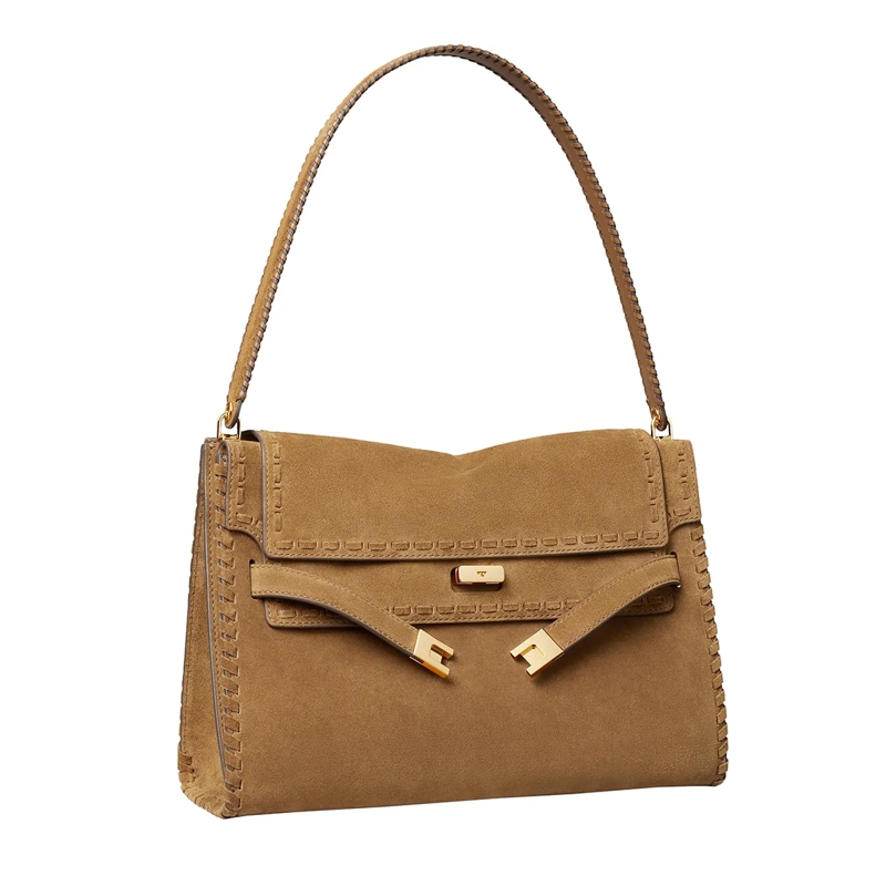 Tory Burch Schultertasche Lee Radziwill Suede Large Shoulder Bag Wild Tabacco(Image 4)