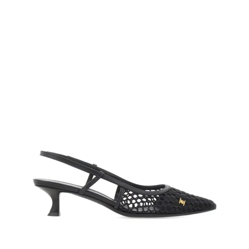 Salvatore Ferragamo 40mm Summer-Applique Slingback Black Shoes Black Pump