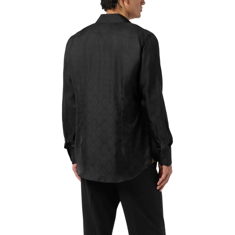BILLIONAIRE Hemd Silk Gold Cut Shirt All-Over Crest schwarz(Image 2)